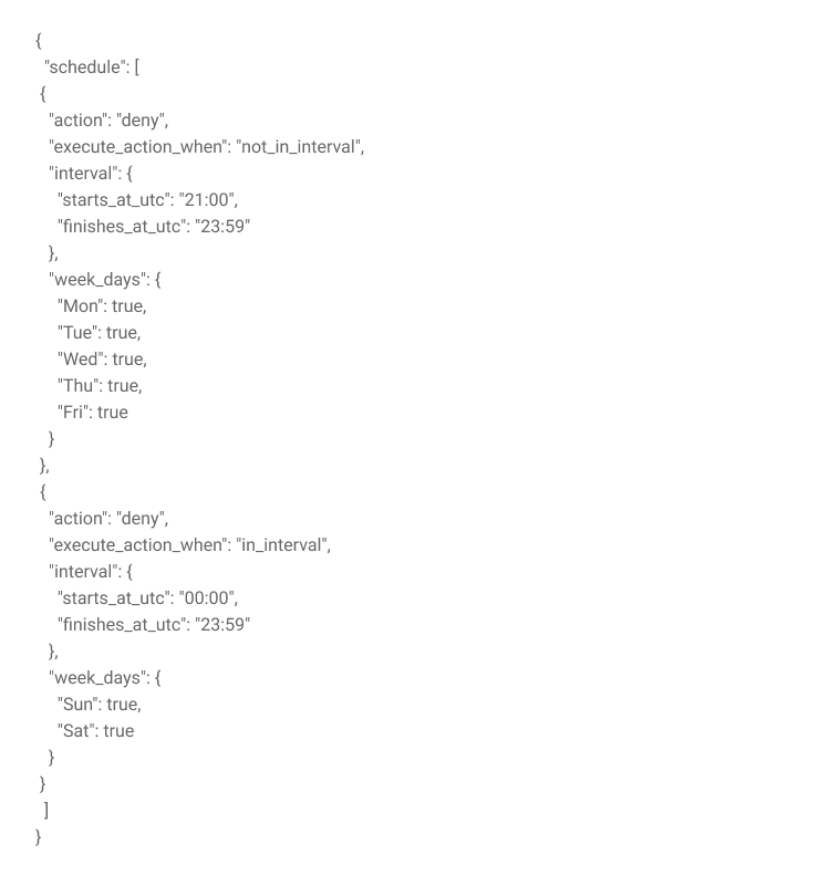 imagem showing how to control application access based on time windows