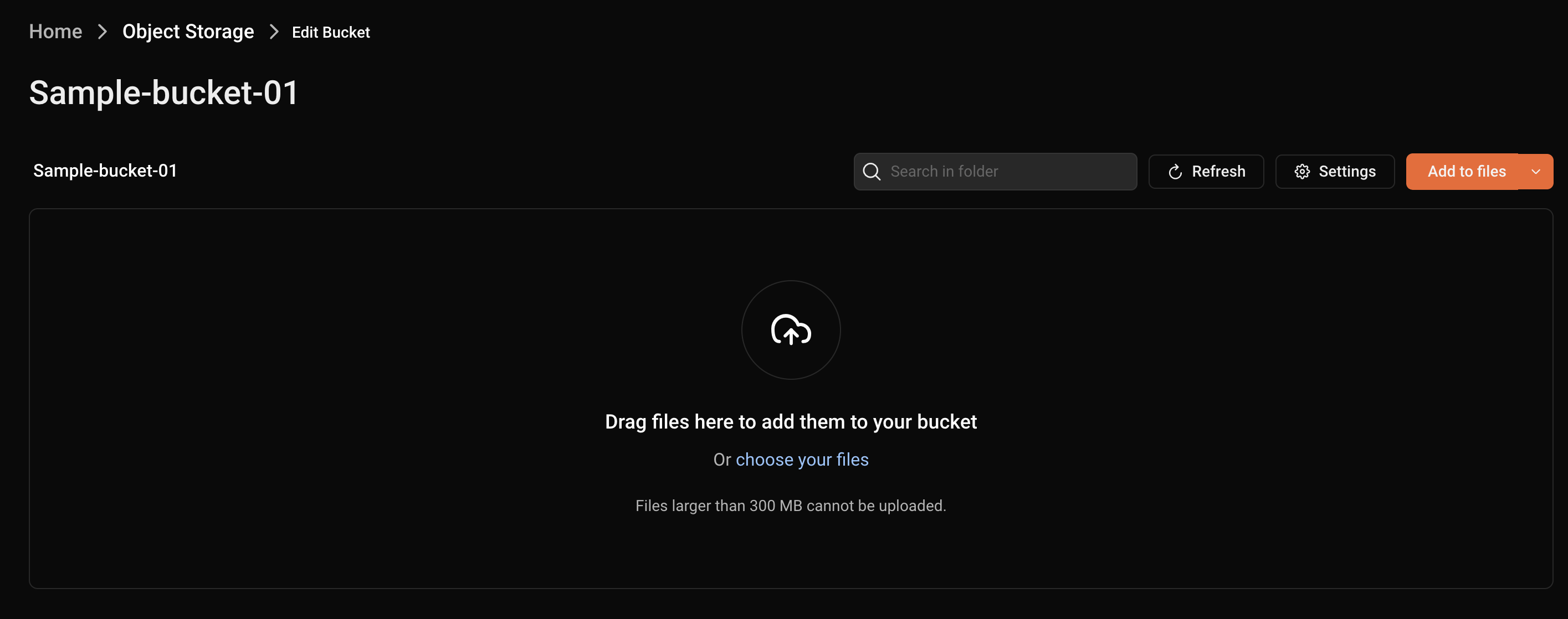 Add files to bucket